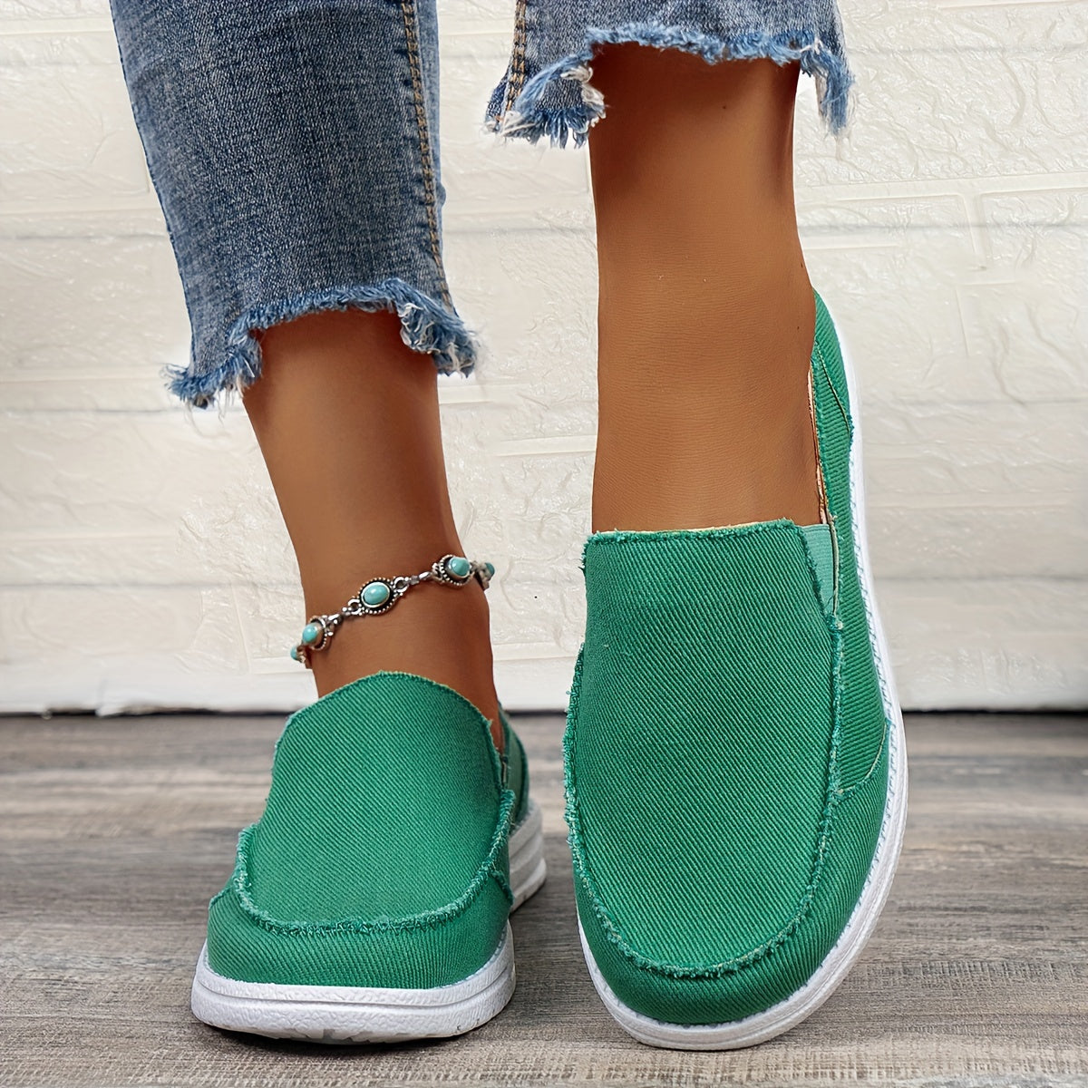 Flat Canvas Shoes, Solid Color Slip On Low Top Sneakers