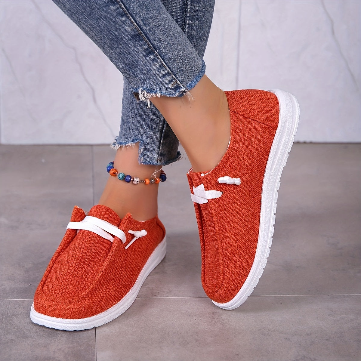 Solid Color Canvas Shoes, Casual Lace Up Walking Sneakers