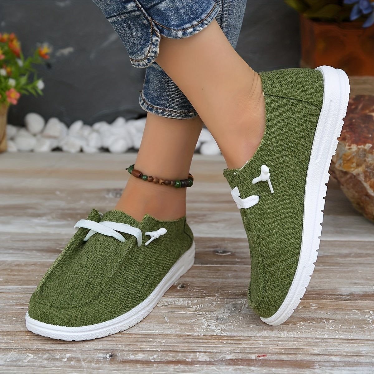 Solid Color Canvas Shoes, Casual Lace Up Walking Sneakers