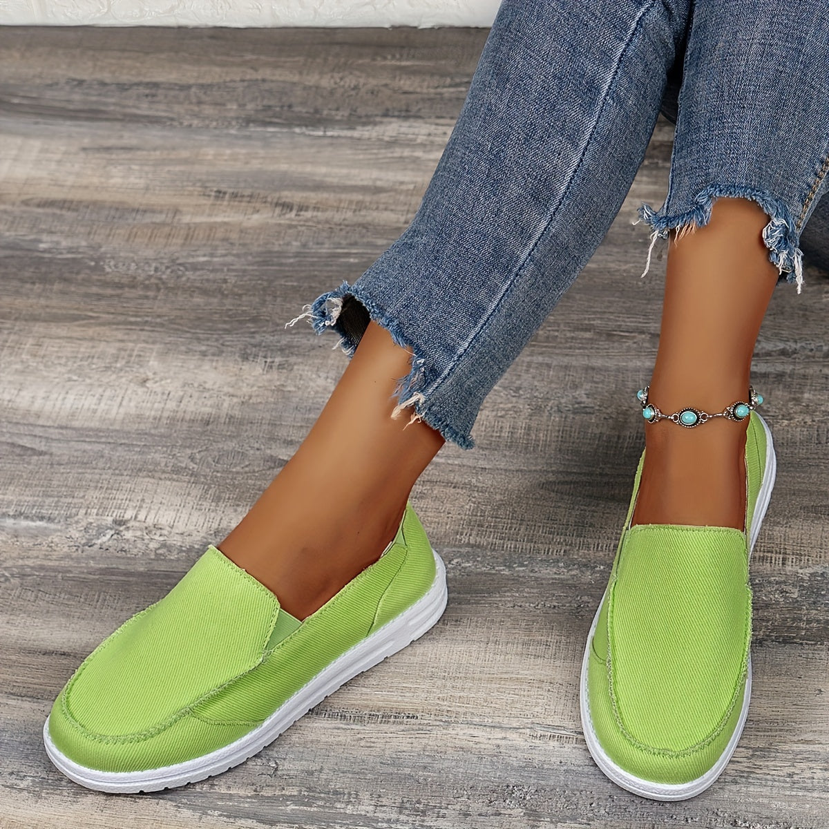 Flat Canvas Shoes, Solid Color Slip On Low Top Sneakers