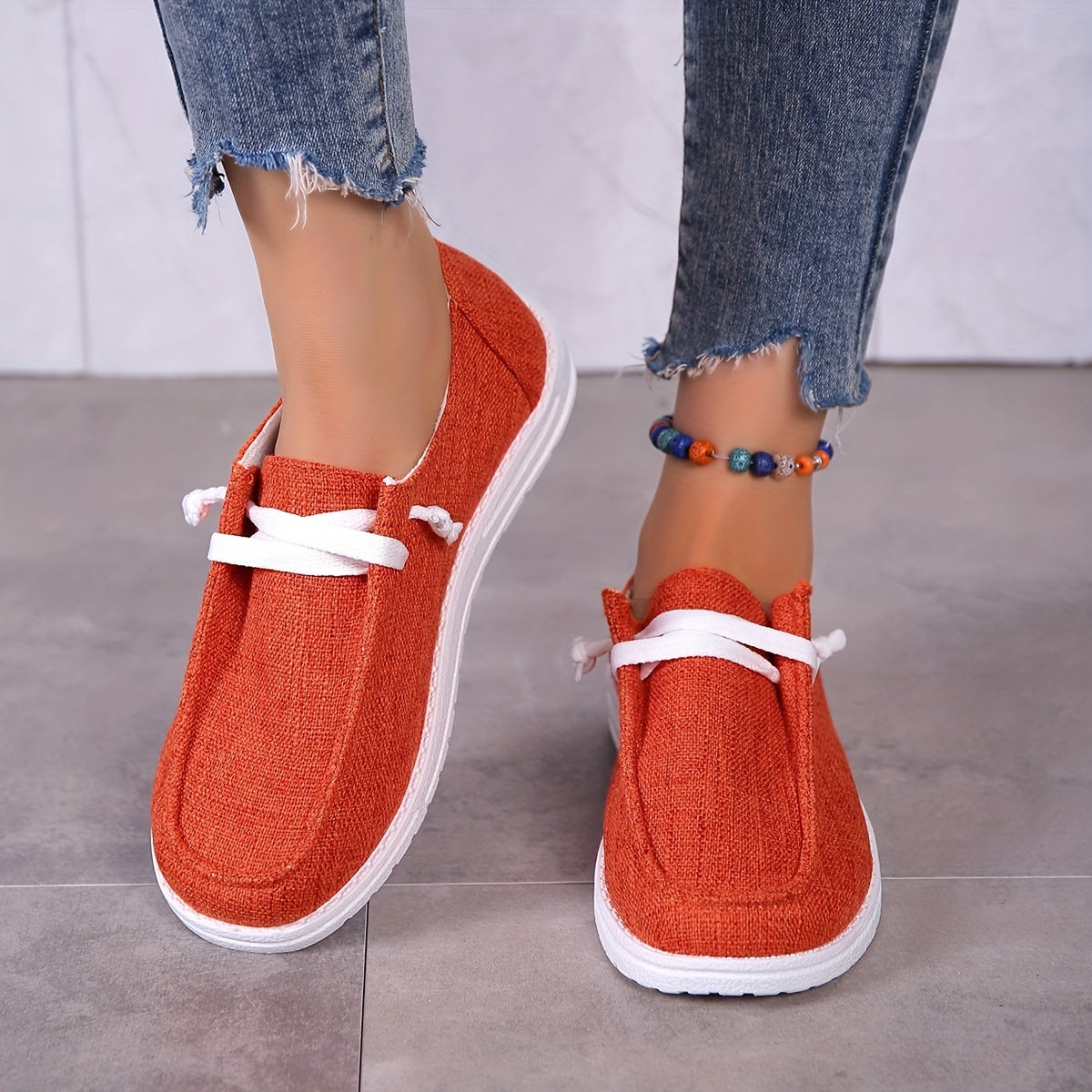 Solid Color Canvas Shoes, Casual Lace Up Walking Sneakers