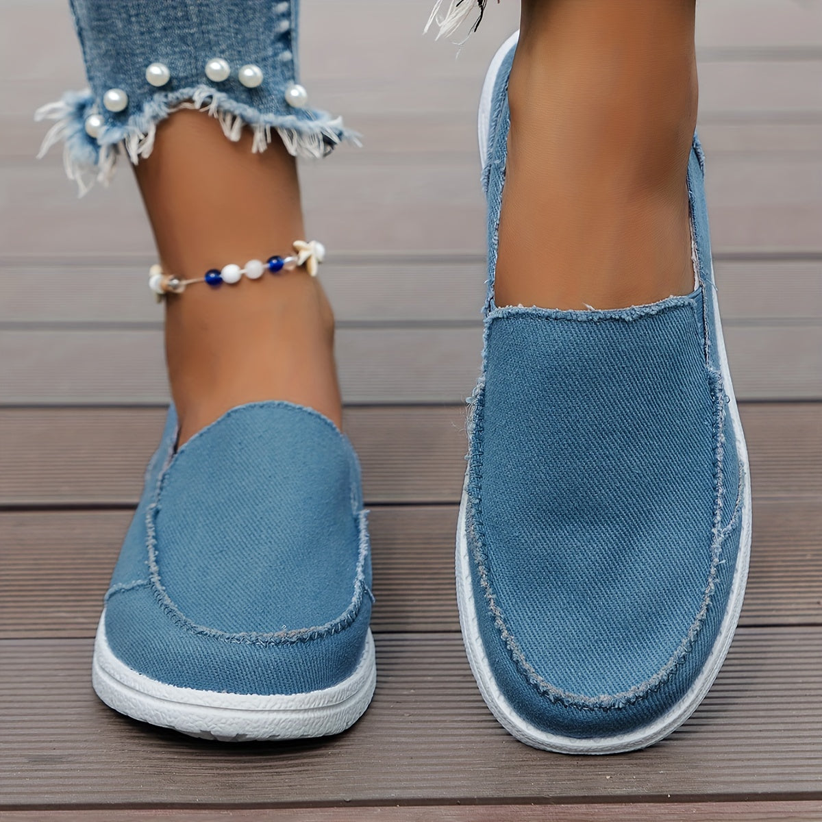 Flat Canvas Shoes, Solid Color Slip On Low Top Sneakers