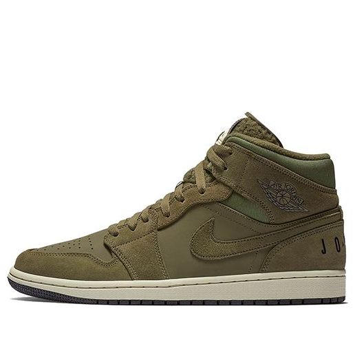 Air Jordan 1 Retro Mid 'Olive Canvas'  BQ6579-300 Epoch-Defining Shoes